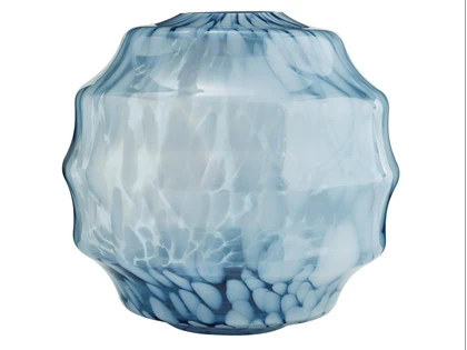 Madam Stoltz, Rund glasvase, blå, Ø28xH26 cm