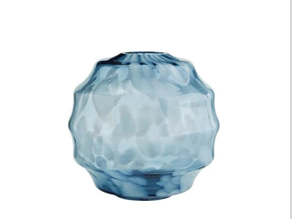 Madam Stoltz, Rund glasvase, blå, Ø20,5xH19,5 cm
