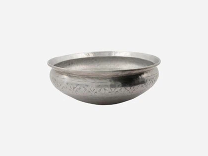 Meraki, Althea balje, antik sølv, aluminium, h: 14,5 cm dia: 42 cm