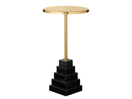 AYTM, SOLUM bord, sort/guld, stål/granit, Ø32xH55 cm