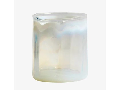 Nordal, MILKY fyrfadsstage i glas, hvid, H9 cm 
