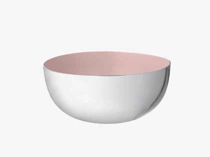 Louise Roe, Enamel skål, Chrome /Rosa Ø:18 cm