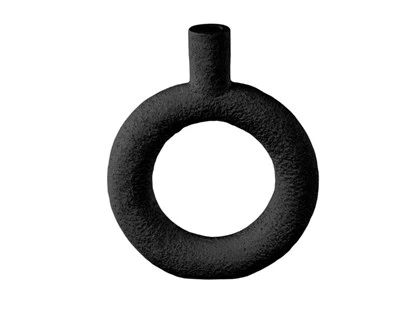 Columbine, Vase, Ring, Rund, sort, polyresin, H: 22,5 x B: 18 cm