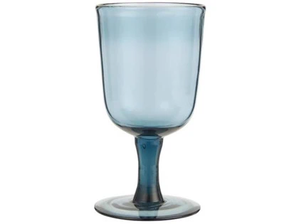 Ib Laursen, Rødvinsglas, glas, blå, H: 15,6 Ø: 8,5