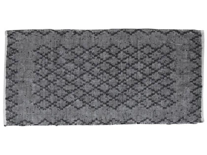 Au Maison, Leonora gulvtæppe, sort/natur, læder, 70x140 cm