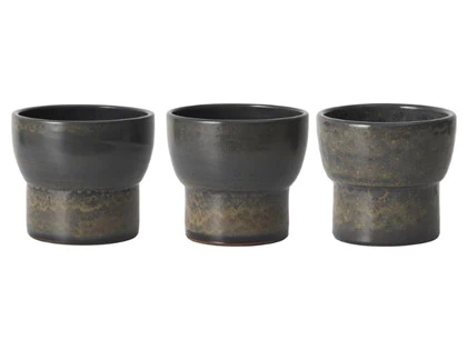 3 stk. Reiko potter i sort fra Lauvring - Ø14xH14 cm, Ø24xH24 cm, Ø20xH20 cm