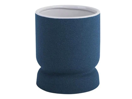 Columbine, Vase cast rounded, mørkeblå, keramik, 14x16,5