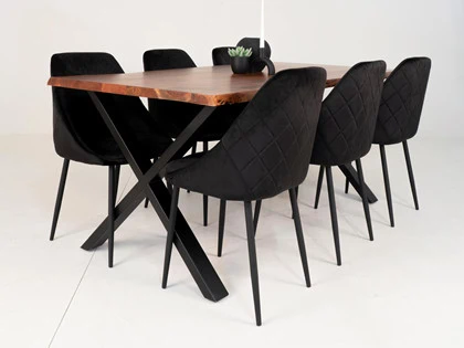 Spisebord akacietræ og 6 stk. spisebordsstole i valgfri farve fra Offurnitures 