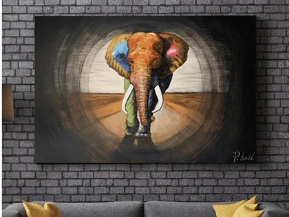 Maleri - Elephant Walk fra MyNewArt (120x80 cm)