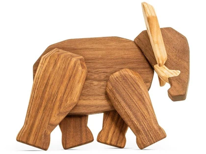 Fablewood, Far elefant, 16x17 cm, valnød, ask