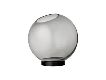 AYTM, GLOBE vase, black/black, glas/aluminium, Ø21xH21