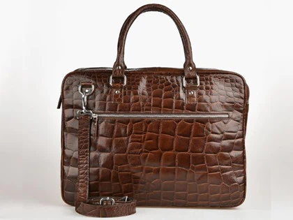 Salma Croco Computer taske i brun læder fra Treats - 15″ 