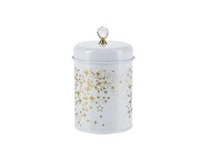 Bahne, lille opbevaringsdåse med stjerner, hvid/guld, h: 15 cm