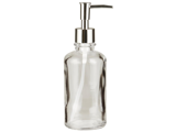 Ib Laursen, Sæbedispenser, klar m/sølvfarvet pumpe, Glas, H:20 x Dia:7 cm