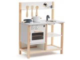 Kids Concept, Køkken m. tilbehør, Hvid, Natur, MDF, Poppeltræ,  L:56,5 x B:30 x H:73 cm