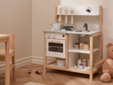 Kids Concept, Køkken m. tilbehør, Hvid, Natur, MDF, Poppeltræ,  L:56,5 x B:30 x H:73 cm