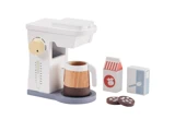Kids Concept, Kaffemaskine m. tilbehør, Natur, Hvid, Multi, Schima træ, L:16 x B:9 x H:17,3 cm