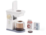 Kids Concept, Kaffemaskine m. tilbehør, Natur, Hvid, Multi, Schima træ, L:16 x B:9 x H:17,3 cm