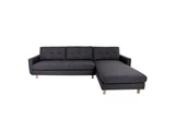 Komfortable loungesofa med chaiselong i mørkegrå - Fås både højre- og venstrevendt.