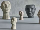 3 stk. Talvik figurer i brun, gå og råhvid cement fra Villa Collection