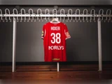 #38 Mads Hoxers matchworn trøje i str. XL