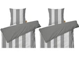 Juna Sengetøj Folded Stripes i grå, 140 x 220 cm - 2 sæt