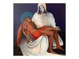 Ksenija Vucivic - Pietà, 2020, Acrylic and Oil on Canvas, 90x90 cm