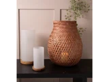 HOLMEN, Vritti, Lysestage, Natur, Hvid, Glas, Ø:8 x H:12 cm