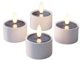 Nordic Flame, Outdoor, Solcelle, Fyrfadslys m. 3D flamme, Sæt m. 4 stk, Dia:5,3 x H:3,5 cm