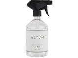 En klar sprayflaske mærket ALTUM glasrens med en sort dyse og en minimalistisk hvid etiket.