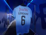 #6 John Björkengrens matchworn trøje i Large fra Randers FC mod Sønderjyske