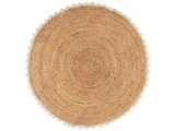Ib Laurse, Jutemåtte m/hæklet kant, Natur, Råhvid, Jute, Dia: 90 cm  