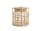 Nordal, Bamboo, Lanterne, Small, Bambus, Glas, H:15 x Dia:14,5 cm