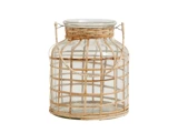 Nordal, Bamboo, Lanterne, Medium, Bambus, Glas, H:21 x Dia:17,5 cm