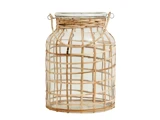 Nordal, Bamboo, Lanterne, Large, Bambus, Glas, H:27 x Dia:19 cm