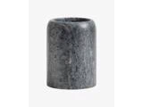 Et cylindrisk, mørkegråt marmorbæger med en glat, poleret finish på en almindelig hvid baggrund.