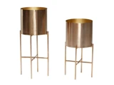 Hübsch, Airy, Potter, Messing, Sæt af 2 stk., Dia:25 x H:45, Dia:25 x H:55 cm