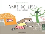 En pige tegner med kridt på jorden ved siden af et hus og et træ. På bogens omslag står der Anne og Lise - Finder Kridt af Marianne Pedersen.