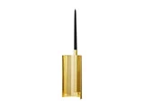 En flydende eyeliner i guld og sort med et slankt, moderne design med en høj, smal hætte og en spids applikatorspids.