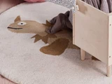 OYOY, Mini, Billy, Dino, Tæppe, Råhvid, Brun, Hand-tufted, 80% Uld, 20% Bomuld, Dia:120 x H:2 cm