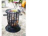 Bålkurv m. grill i sort stål