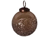 Accantus, julekugle, regndråbe, brun glans, Ø7 cm