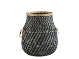 Madam Stoltz, Bambus kurv, sort, Ø32xH42 cm