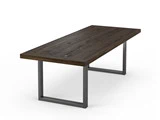 Manhattan bord i massivt rustik eg fra Bodahl med børstet metal - 280x100 cm
