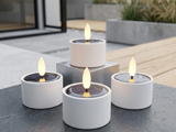 Nordic Flame, Outdoor, Solcelle, Fyrfadslys m. 3D flamme, Sæt m. 4 stk, Dia:5,3 x H:3,5 cm