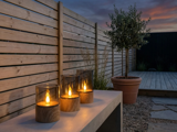 Nordic Flame, Outdoor, LED-lys, Brun, Glas, Sæt m. 3 stk., Dia:8xH:10 & Dia:8xH:12,5 & Dia:8xH:15 cm