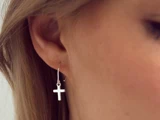 GRUNDLED, Gia, Øreringe, Kors, Sølvbelagt, Sterling sølvbelagt messing,