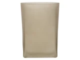 Et beige, matteret glasglas med en glat overflade og en let afrundet rektangulær form, set forfra.