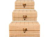 Ib Laursen, Æsker m. låg, Natur, Bambus, Sæt af 3 stk., B:20x18,5x16, H:7,5x5,5x4,5, L:18x15,5x13 cm