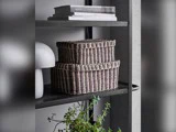 House Doctor, Shoo, Opbevaringsbokse, Brun, Rattan, jern, L:35x27x15 cm; S:30x22x12 cm